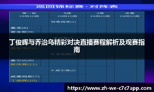 丁俊晖与乔治乌精彩对决直播赛程解析及观赛指南